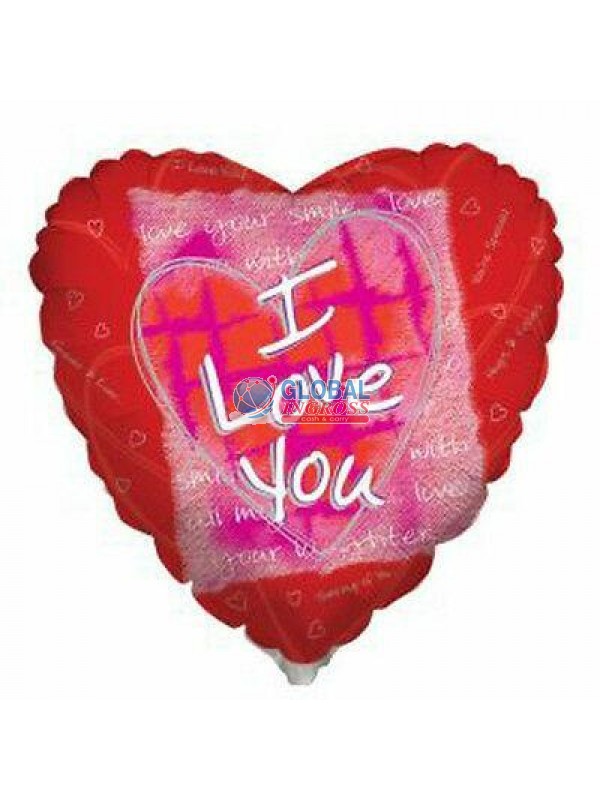 MYLAR I LOVE U COLLAGE RED 36"