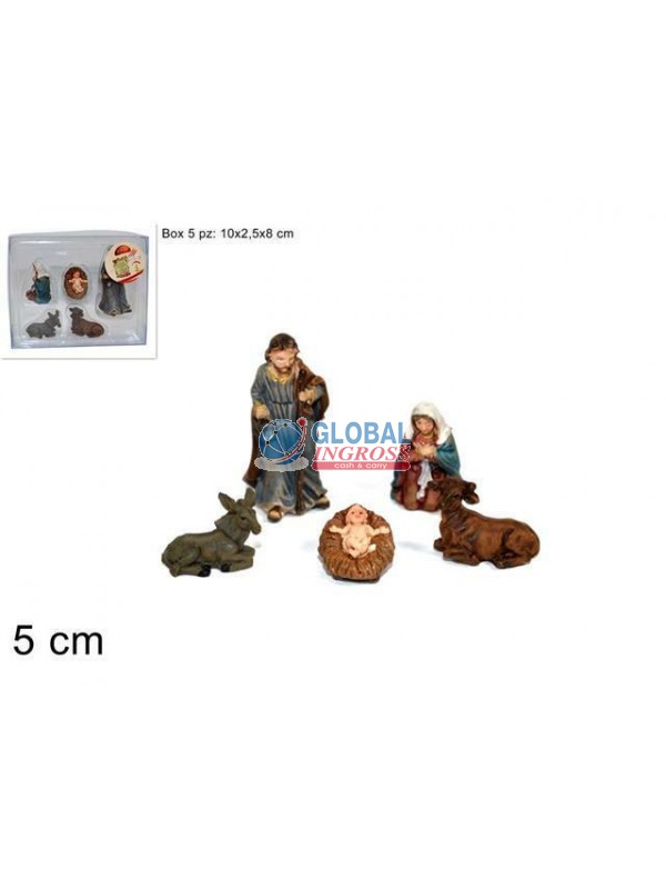 NATIVITA' 5pz 5cm BOX TRASPARENTE