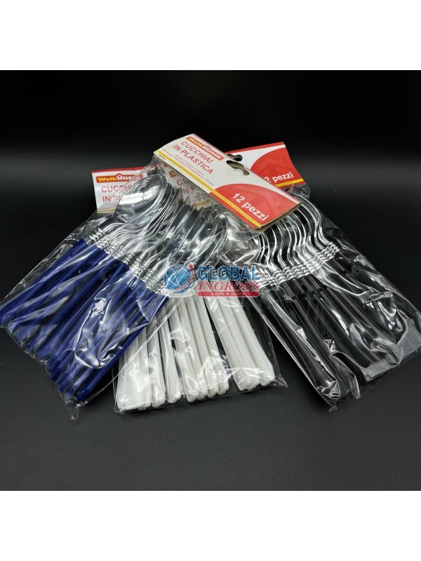 CUCCHIAI COLOR PLASTICA12pz