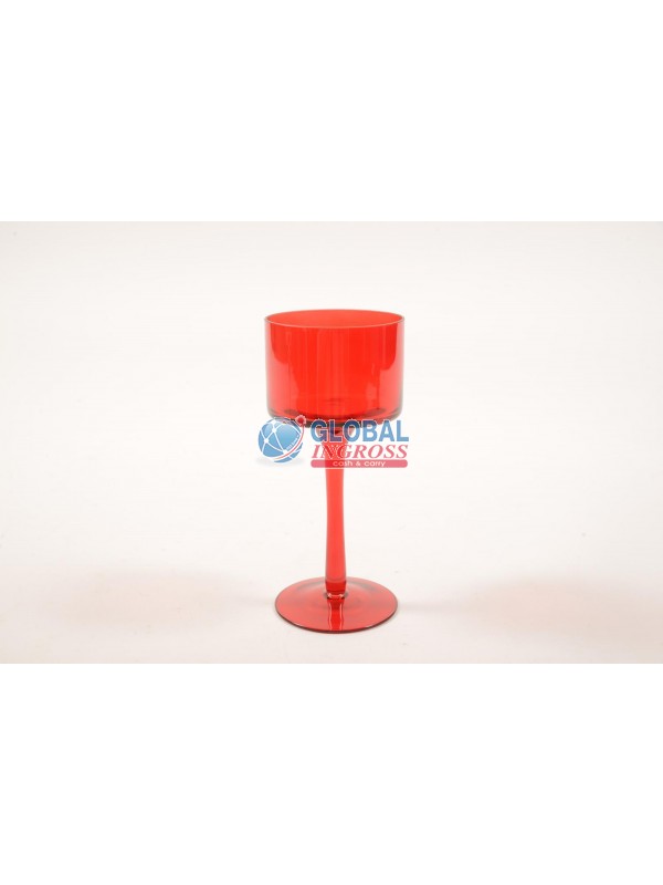 CALICE P/CANDELA VETRO ROSSO 20cm