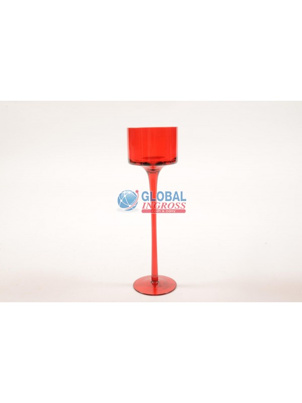 CALICE P/CANDELA VETRO ROSSO 30cm
