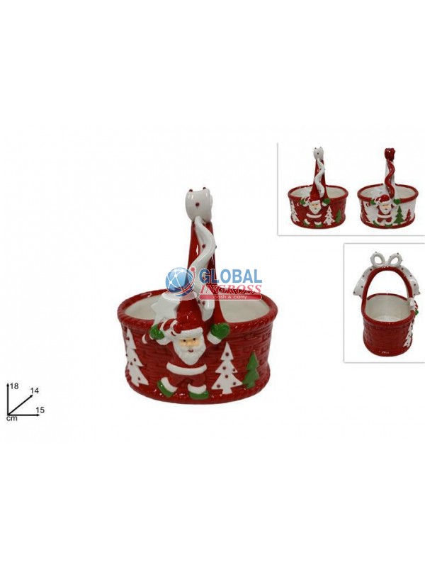 CESTINO CERAMICA C/BABBO NATALE ASS.