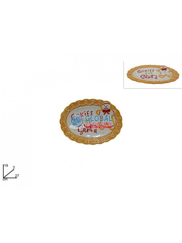 PIATTO OVALE DECORO BISCOTTO 27x19