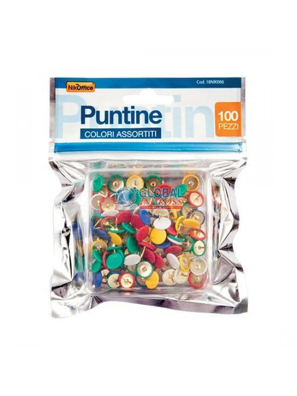 PUNTINE MULTICOLOR IN CONTENITORE PLASTICA.100pz