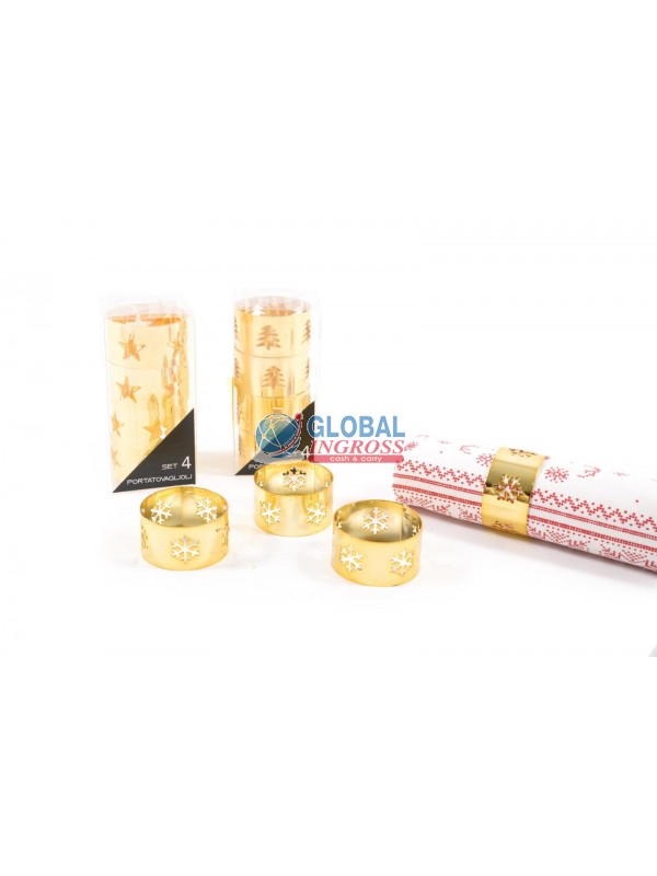 PORTATOVAGLIOLI METALLOORO 4pz NATALE