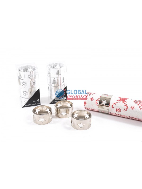 PORTATOVAGLIOLI METALLOARGENTO 4pz NATALE