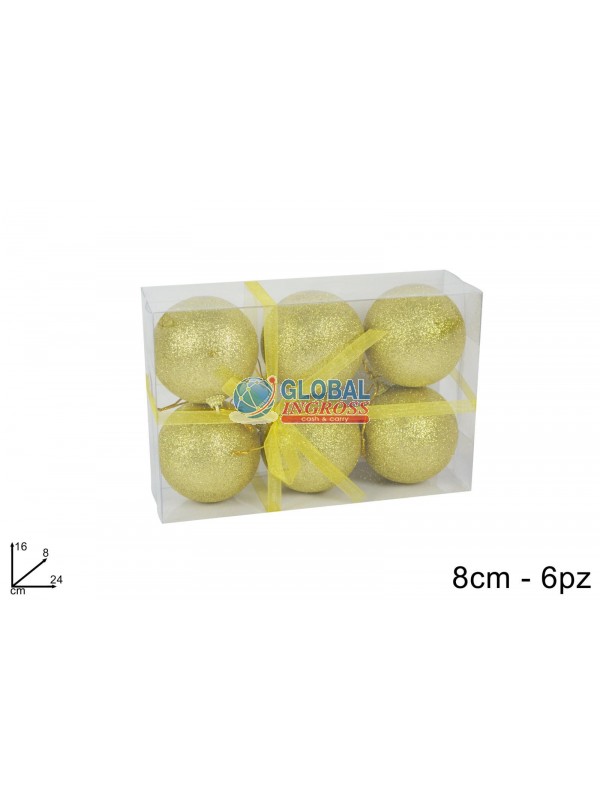 PALLINE ORO GLITTER 8cm6pz