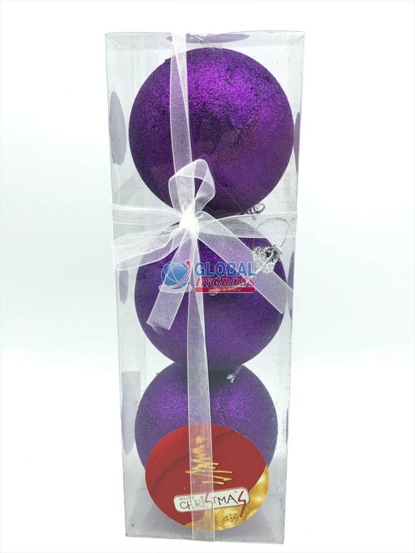 BOX 3 PALLE GLITTER VIOLA 8cm
