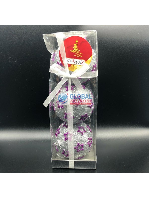 BOX 3 PALLE ARGENTO C/STELLE VIOLA