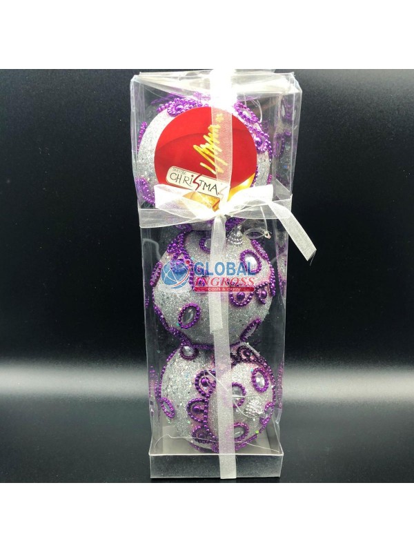 BOX 3 PALLE ARGENTO DIAMANTI 9cm