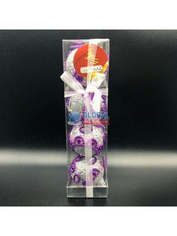 BOX 4 PALLE ARGENTO DIAMANTI 6cm