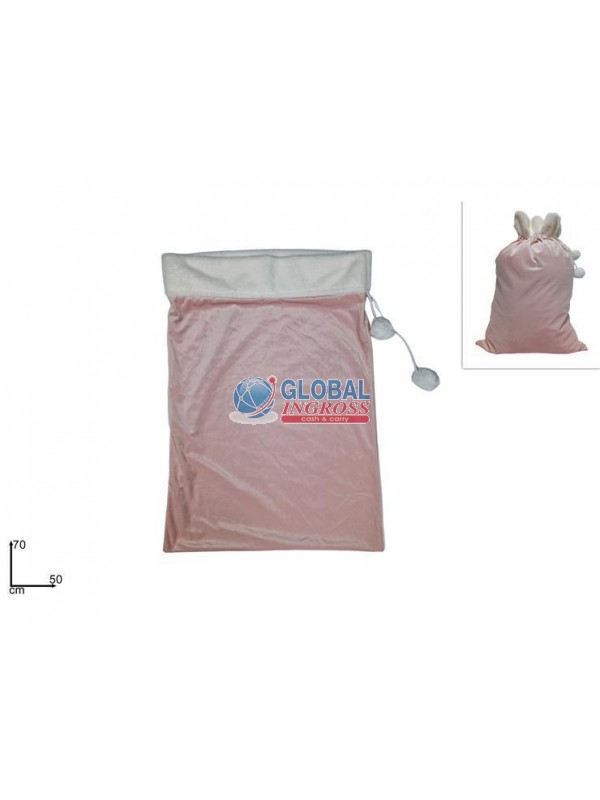 SACCO NATALE ROSA C/PELLICCIA BIANCA 50x70
