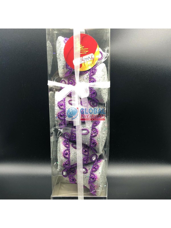 BOX 6 CAMPANE ARGENTO DIAMANTI 8cm