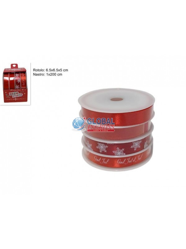 NASTRI RASO 4pz ROSSO cm1x2mt DECORO NATALE