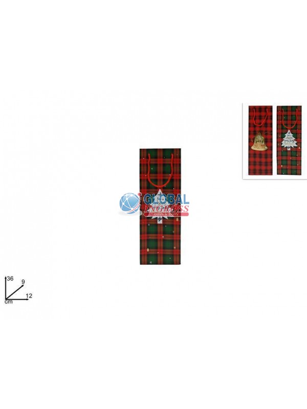SHOPPER NATALE P/BOTTIGLIA SCOZZESE
