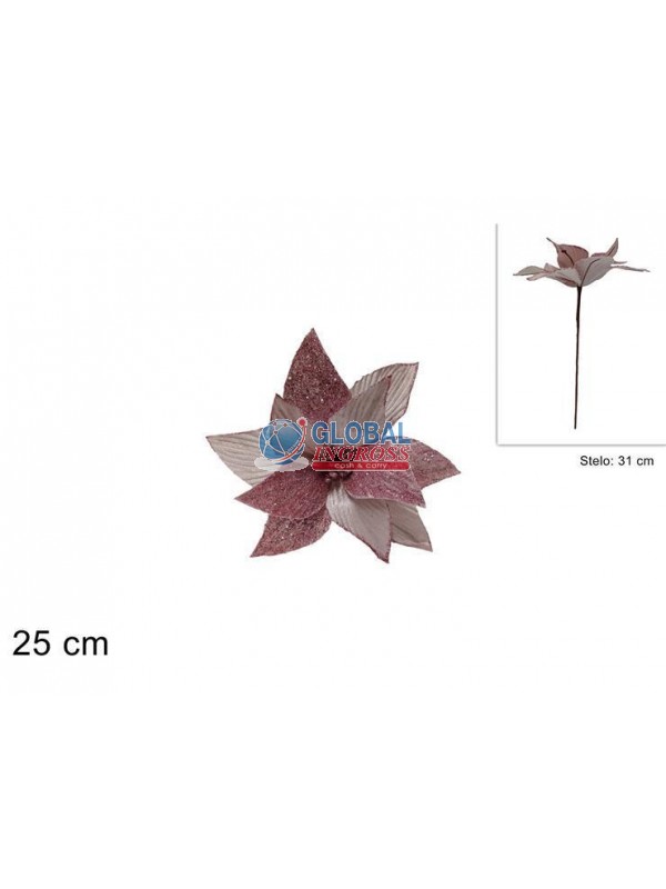 STELO FIORE GLITTER 25cm ROSA