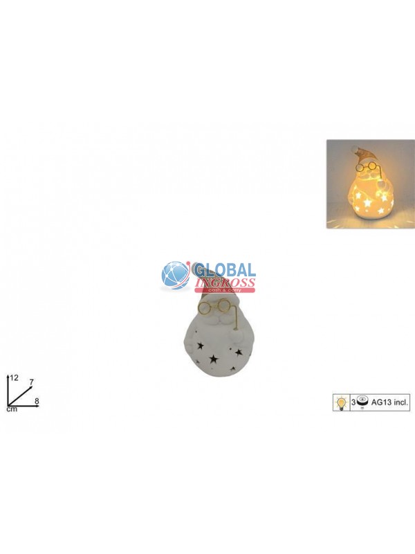 BABBO NATALE CERAMICA C/LUCE 12cm