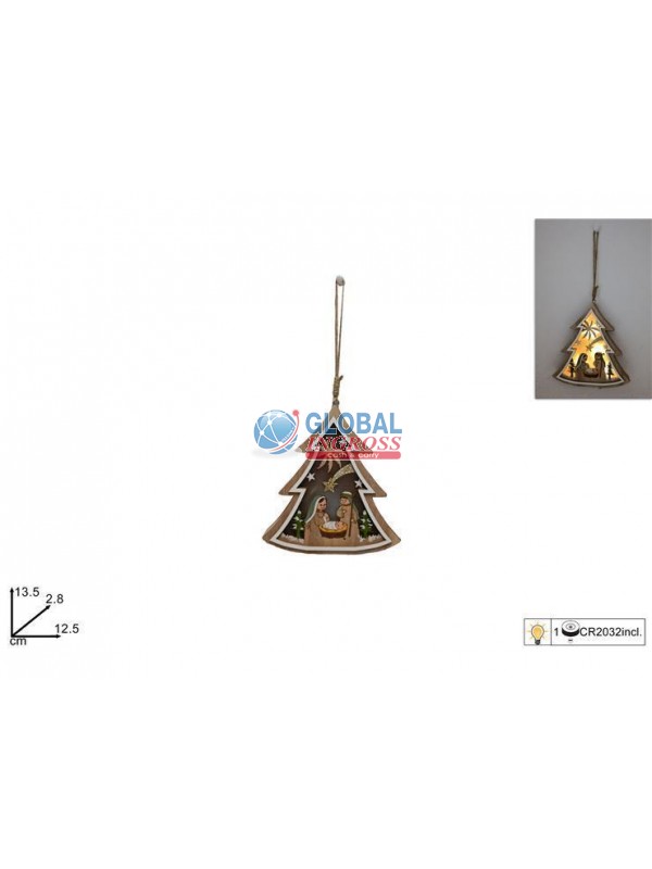 ALBERO LEGNO C/SCENARIONATIVITA' 13cm C/LUCE