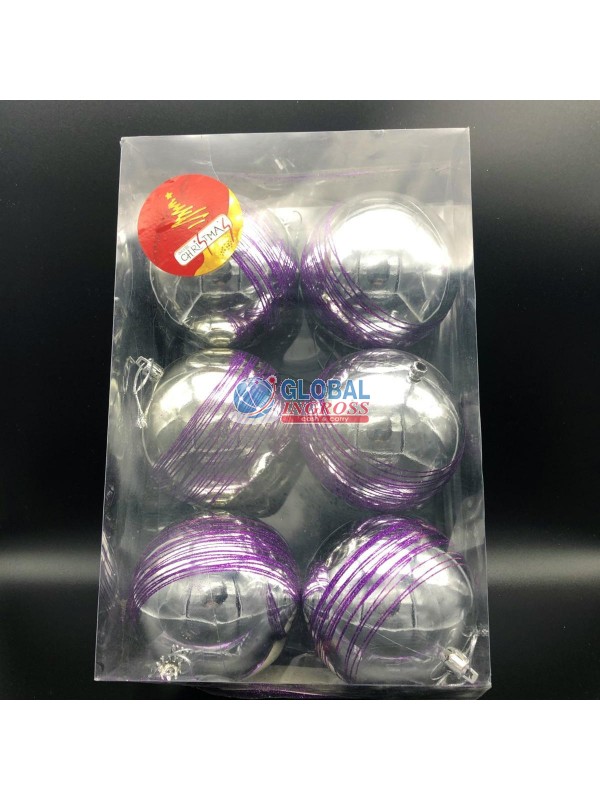 BOX 6 PALLINE 10CM SILVER  .m