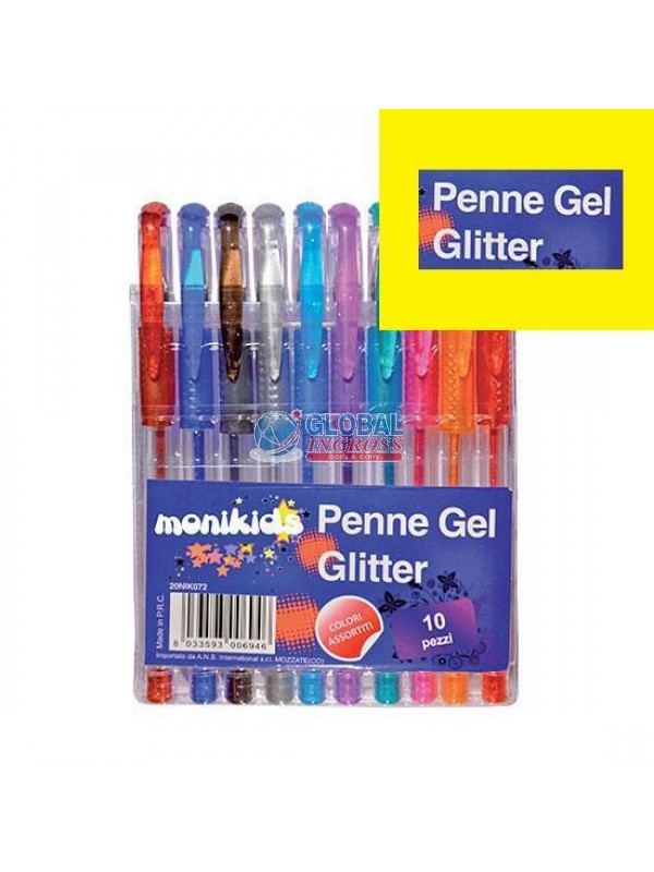 PENNE GEL GLITTER 10pz COL.ASS.