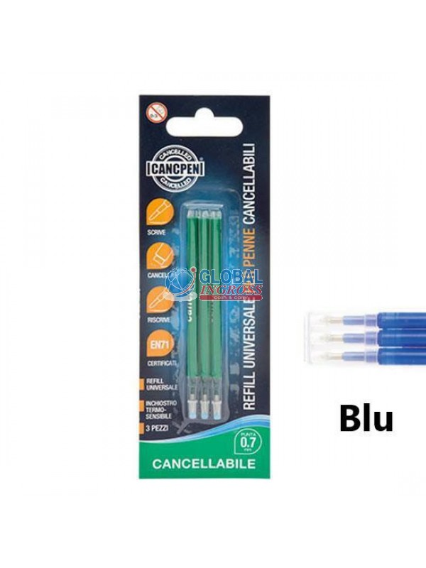 REFILL BLU 3pz x PENNA CANCELLABILE