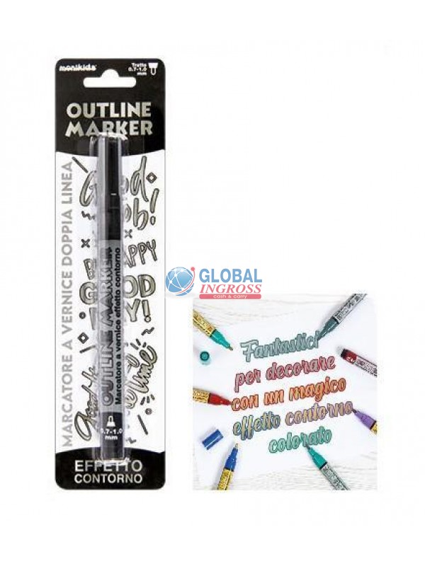 PEN DOUBLE LINE 2-3mm SILVER/NERO