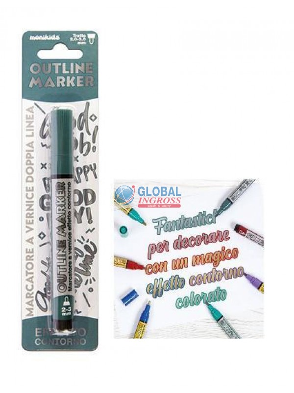 PEN DOUBLE LINE 2-3mm SILVER/BLU