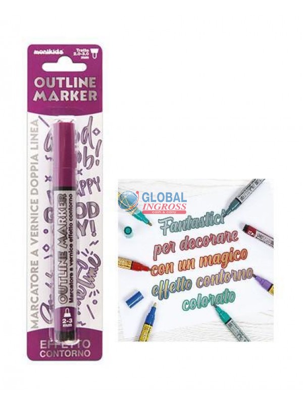 PEN DOUBLE LINE 2-3mm SILVER/VIOLA