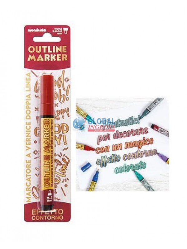 PEN DOUBLE LINE 2-3mm ORO/ROSSO