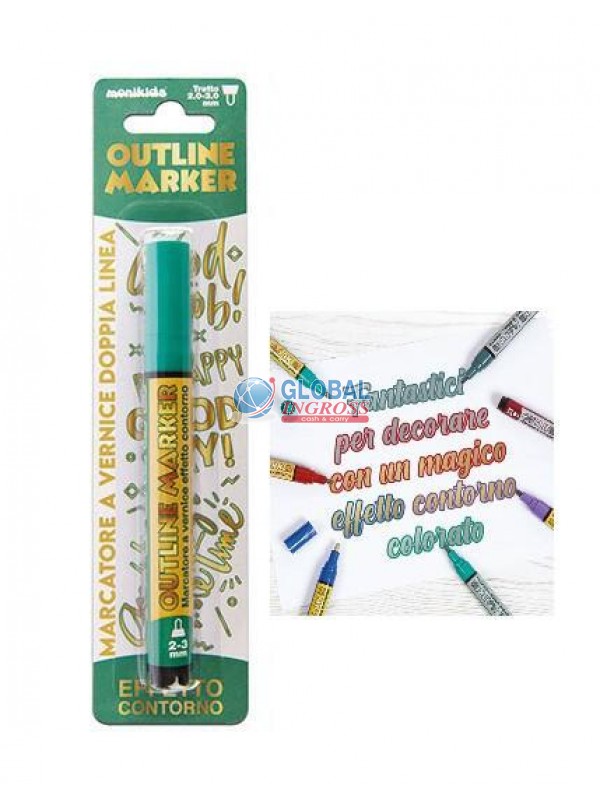 PEN DOUBLE LINE 2-3mm ORO/VERDE