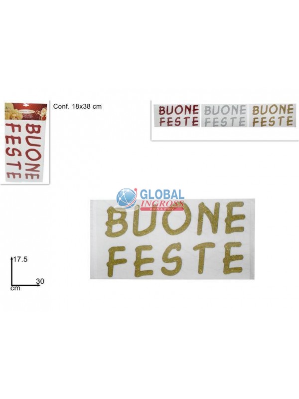 STICKERS BUONE FESTE GLITTER