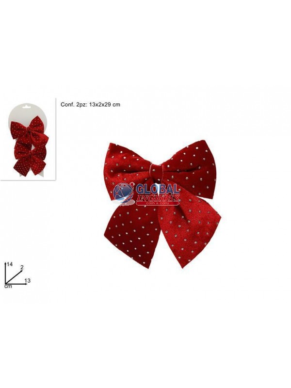 FIOCCHI VELLUTO ROSSO POIS SILVER 2pz 13cm