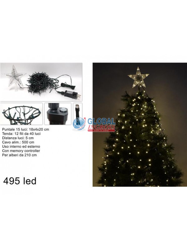 TENDA PER ALBERO 495 LED BIANCO CALDO C/PUNTALE