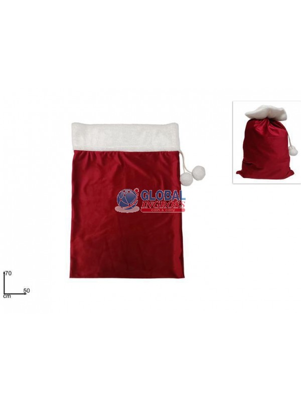 SACCO NATALE ROSSO C/PELLICCIA BIANCA 50x70