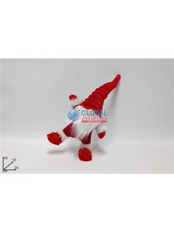 GNOMO NATALE SU UNA GAMBA ROSSO 43cm