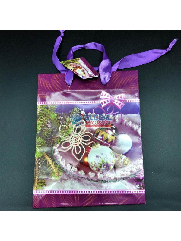 SHOPPER NATALE VIOLA GLITTER 18x14x7