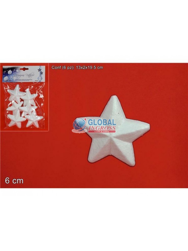 STELLE POLISTIROLO 6cm 6pz