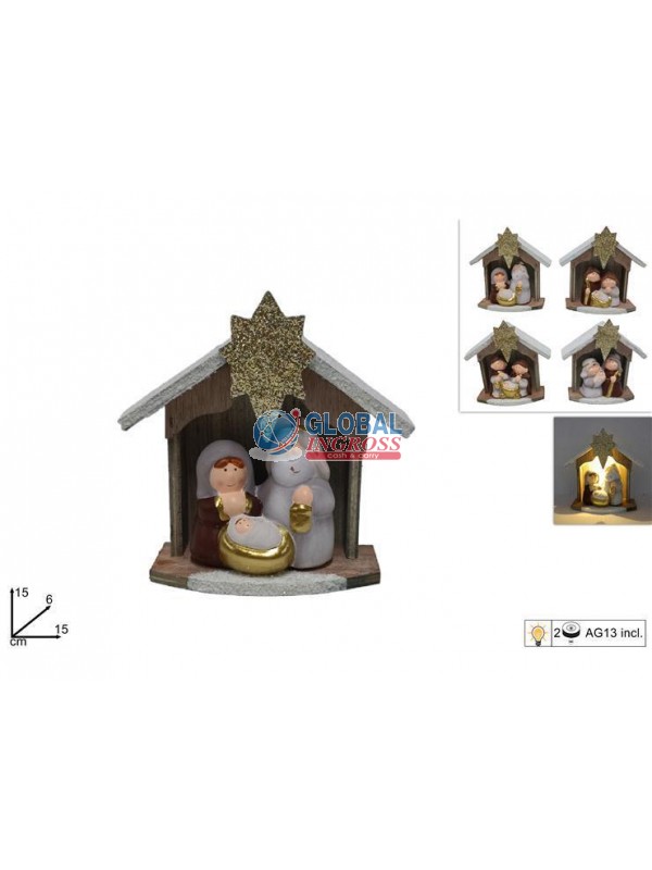 NATIVITA' CON CAPANNA INNEVATA C/LUCE