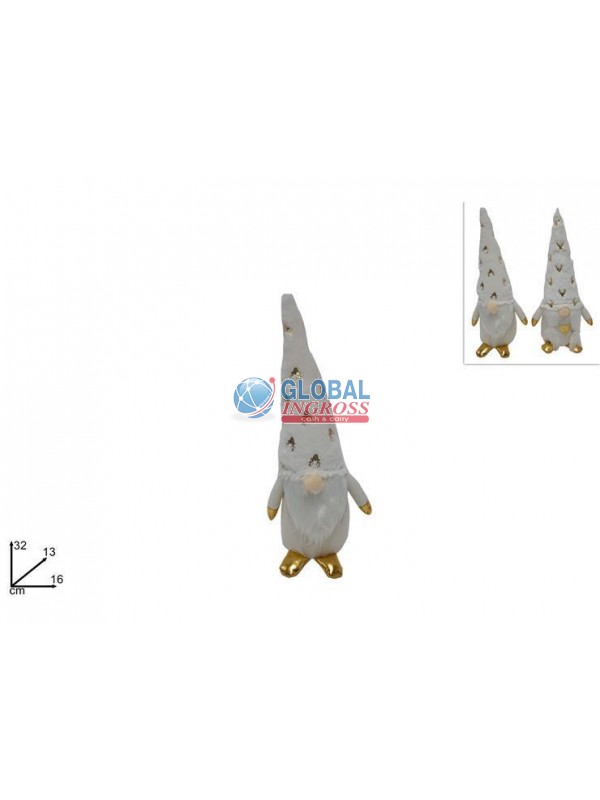 GNOMO NATALE C/PELLICCIA 32cm