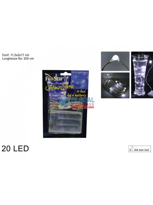 FILO 20 MICROLED BIANCOFREDDO BATTERIA