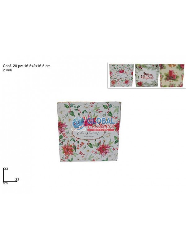 TOVAGLIOLI NATALE MERRYCHRISTMAS 33x33 20pz