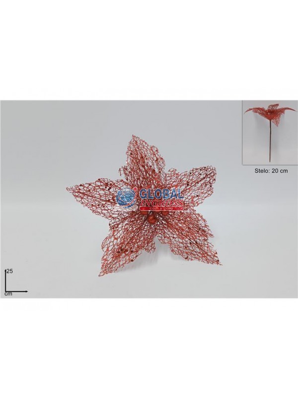 FIORE RETINATO ROSSO 25cm