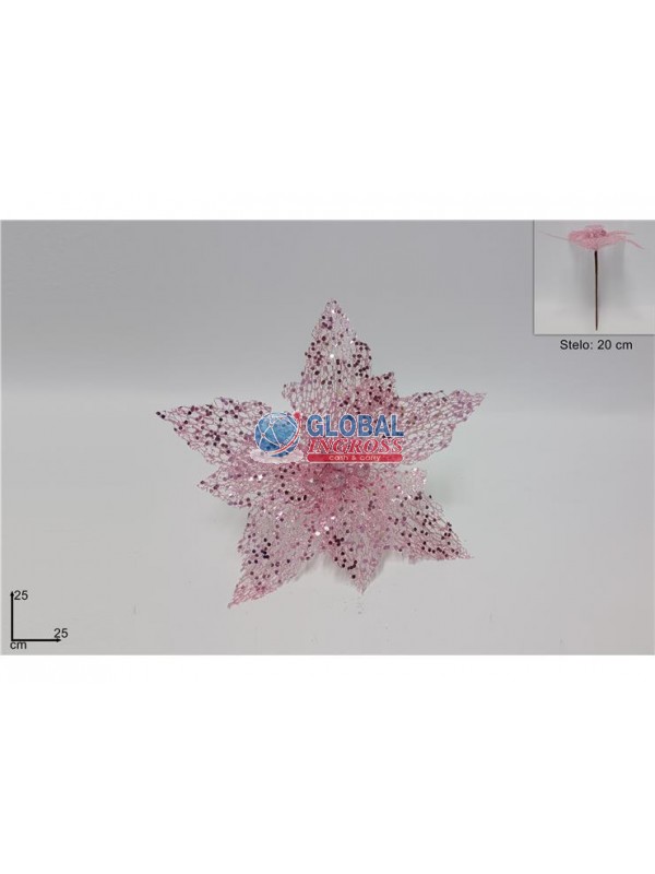 FIORE RETINATO ROSA 25cm