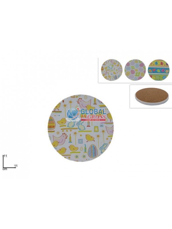 SOTTOBICCHIERE PASQUA TONDO BASE SUGHERO 11cm