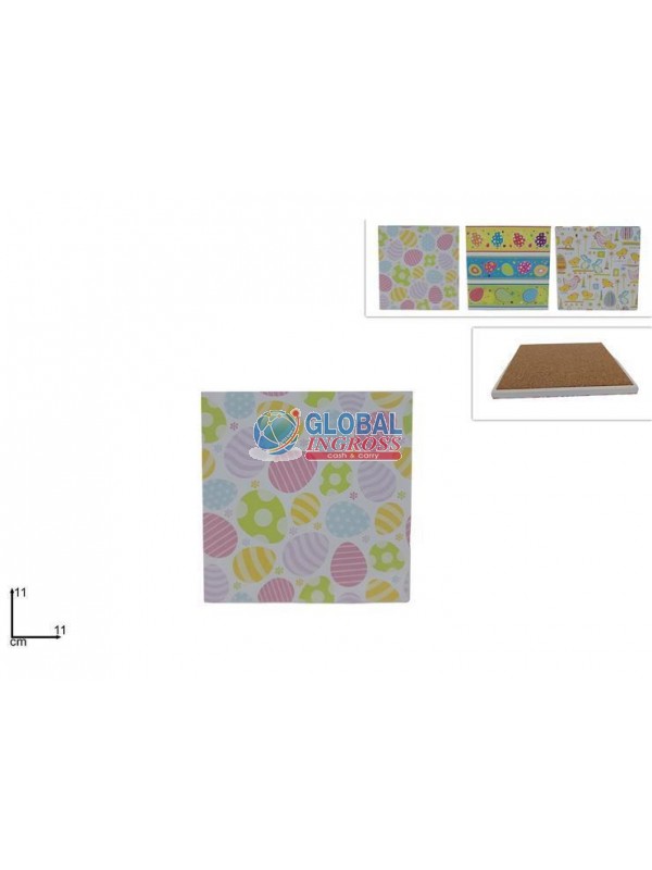 SOTTOBICCHIERE PASQUA QUADRATO BASE SUGHERO 11cm