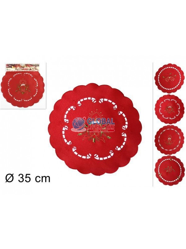 CENTRINO NATALE 35cm TONDO ROSSO