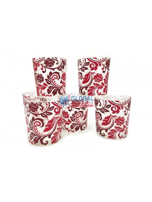 BICCHIERI VETRO ROSSO FLOREALE 6pz
