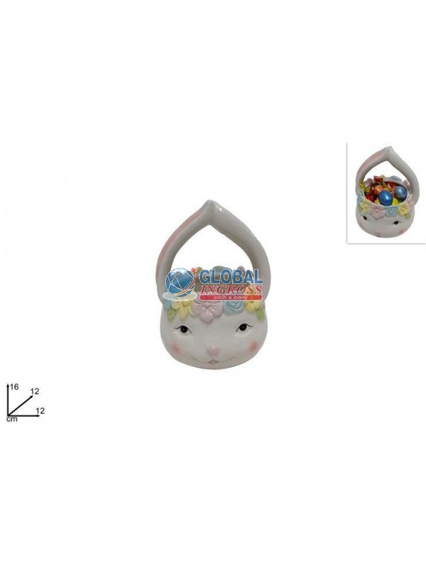 CESTINO VISO CONIGLIO CERAMICA 16cm