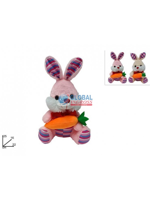 PELUCHE CONIGLIO C/CAROTA COLORATO 25cm