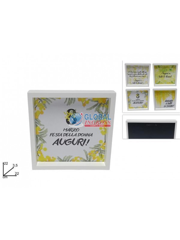 QUADRETTO FESTA DELLA DONNA C/MIMOSA 22x22